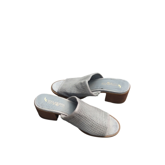 Koolaburra Uggs Raychel Grey Dove Perforated Suede Slip-On Mule Sandal 6.5 - Picture 2 of 6